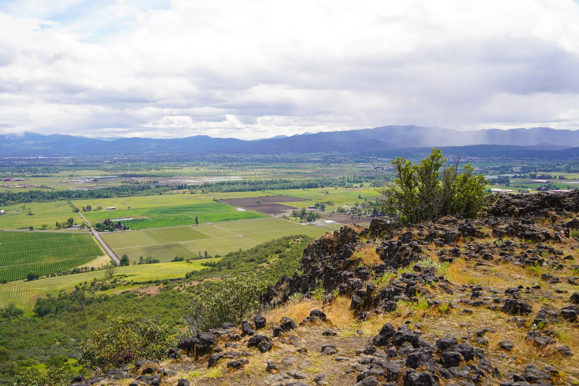 Rogue Valley farmland seen from a lava ridge